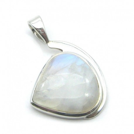 Anhänger Schlaufe Labradorit weiß , 25x40 mm, 925er Silber