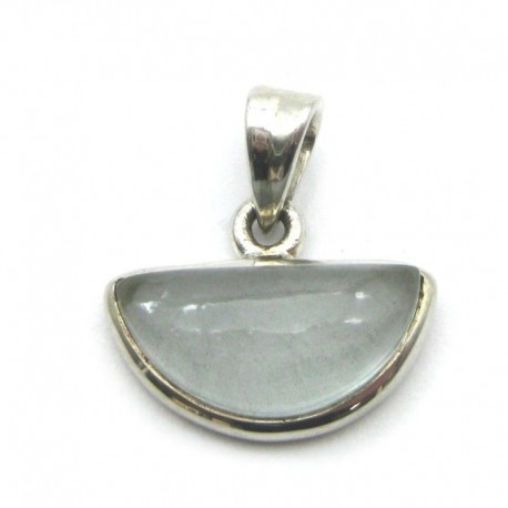Anhänger Aquamarin Halbkreis, 20x20 mm, 925er Silber