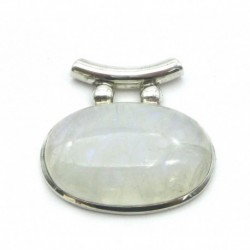 Anhänger Pipe Labradorit weiß oval, 39x40 mm, 925er Silber