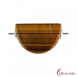 Halbrund Tigerauge gebohrt 3,0 x 2,5cm 925er Silber rhodiniert