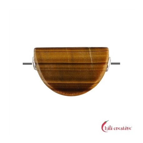 Halbrund Tigerauge gebohrt 3,0 x 2,5cm 925er Silber rhodiniert