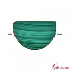 Halbrund Malachit stab. gebohrt 3,0 x 2,5cm 925er Silber rhodiniert