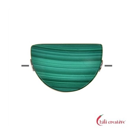 Halbrund Malachit stab. gebohrt 3,0 x 2,5cm 925er Silber rhodiniert