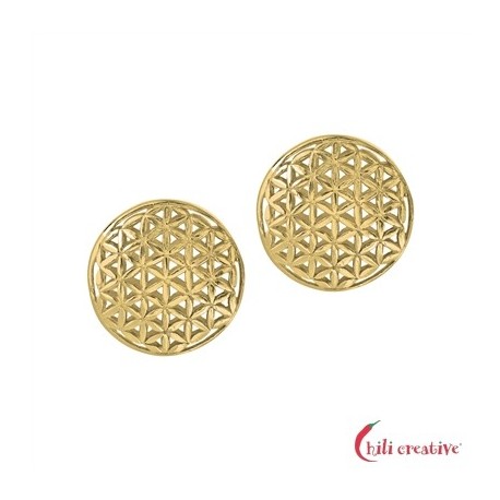 Zwischenteil Blume des Lebens 16 mm 925er Silber vergoldet VE 2 Stück