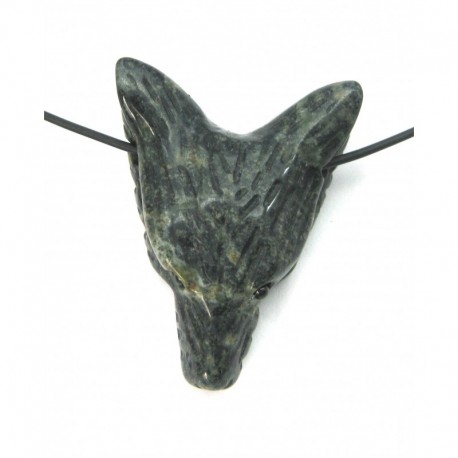 Anhänger Wolfskopf Rhyolith Kabambastein flach 3 x 3,5 cm