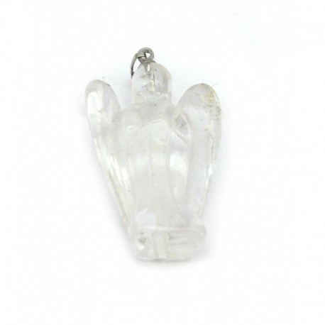Engel-Anhänger Bergkristall 3,5 cm Metall-Öse Fuß gerade