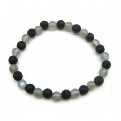 Kugel-Armband Mix Lava Labradorit grün 6 mm