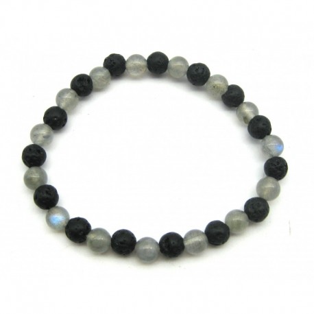 Kugel-Armband Mix Lava Labradorit grün 6 mm