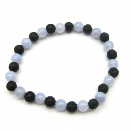 Kugel-Armband Mix Lava Chalcedon blau 6 mm