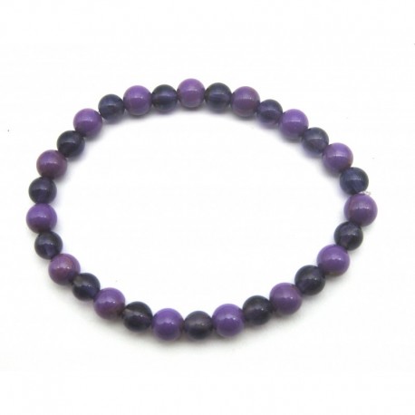 Kugel-Armband Mix Amethyst Phosphosiderit 5 - 6 mm