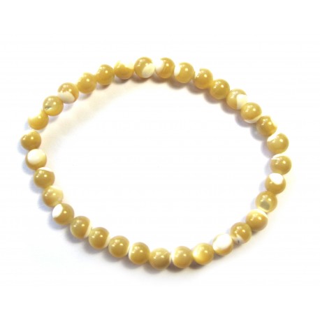 Kugel-Armband Perlmutt beige 4 mm