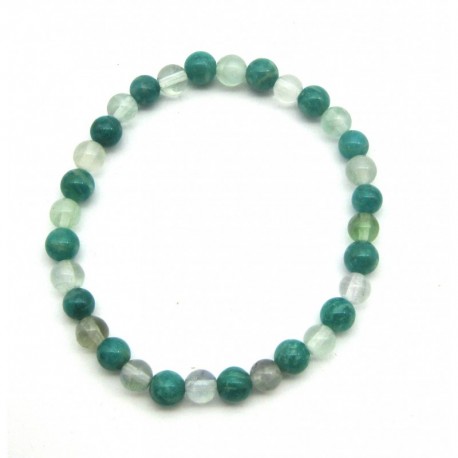 Kugel-Armband Mix Amazonit dunkel Fluorit grün 6 mm