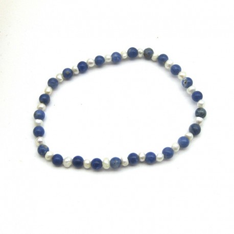 Kugel-Armband Mix Sodalith Süßwasserzuchtperle 4 mm