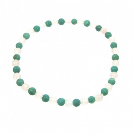 Kugel-Armband Mix Amazonit Rosenquarz 4 mm