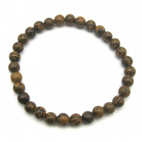 Kugel-Armband Schlangenstein (Fossilkalk) 6 mm