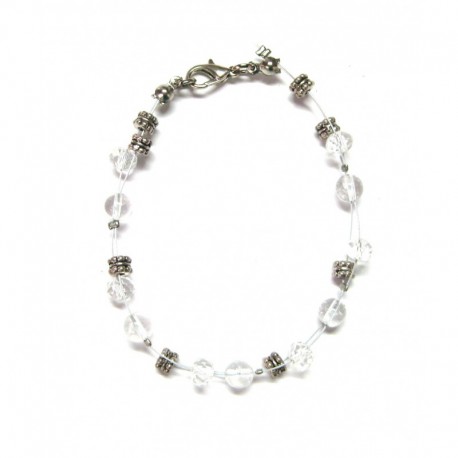 Draht-Armband - Bergkristall - 6 mm Kugel