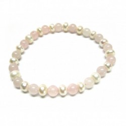 Kugel-Armband Mix Rosenquarz Perle 6 mm