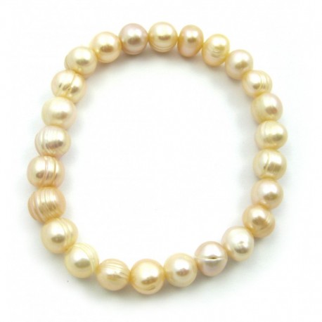 Armband Süßwasserzucht-Perle lachsfarben 7-8 mm