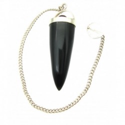 Pendel Obsidian Regenbogen mit Granat und Haltekugel Bergkristall konisch, 42 mm, 925er Silber