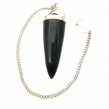 Pendel Obsidian Regenbogen mit Granat und Haltekugel Bergkristall konisch, 42 mm, 925er Silber