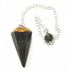 Pendel Steinpendel Tigerauge facettiert poliert mit Haltekugel