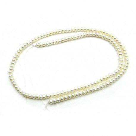 Strang Button Perle Süßwasserzuchtperle A gleichmässig 3-4 mm 39 cm lang