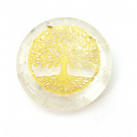 Scheibe Bergkristall 3 cm mit Lebensbaum