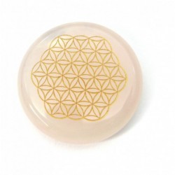 Scheibe Rosenquarz 3 cm mit Blume des Lebens