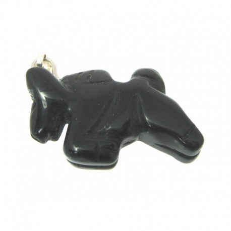 Anhänger Pferd 1,5x2,5 cm Onyx (gefärbt) mit Metall-Öse