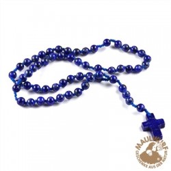 Rosenkranz Lapis Lazuli mit viersprachiger Erklärung 59 Kugeln 29 cm