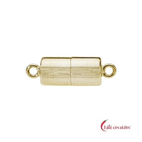 Magnet-Schließe Zylinder 7 x 20 mm 925er Silber vergoldet matt gedeckelt VE 1 Stück