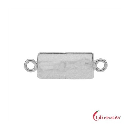 Magnet-Schließe Zylinder 7 x 20 mm 925er Silber rhodiniert matt gedeckelt VE 1 Stück