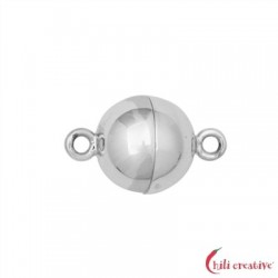 Magnetschließe rund 10 mm 925er Silber rhodiniert matt gedeckelt VE 1 Stück