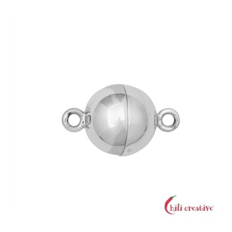 Magnetschließe rund 10 mm 925er Silber rhodiniert matt gedeckelt VE 1 Stück