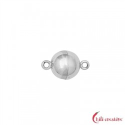 Magnetschließe rund 6 mm 925er Silber rhodiniert matt gedeckelt VE 1 Stück