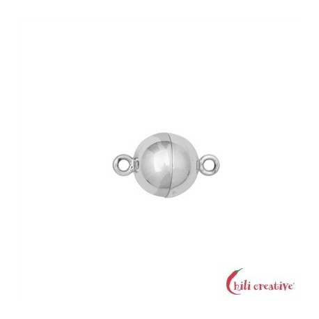 Magnetschließe rund 6 mm 925er Silber rhodiniert gedeckelt VE 1 Stück