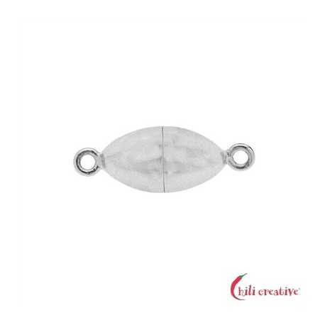 Magnet-Schließe oval 8 mm 925er Silber matt gedeckelt VE 1 Stück