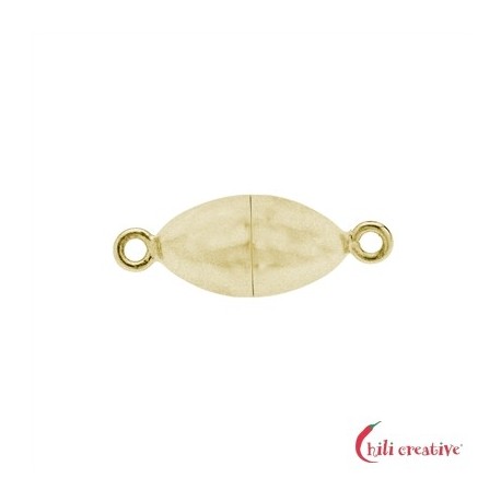 Magnet-Schließe oval 8 mm 925er Silber vergoldet matt gedeckelt VE 1 Stück