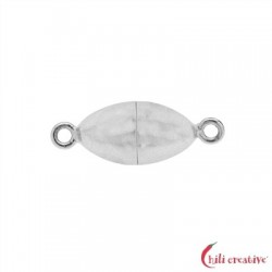 Magnet-Schließe oval 8 mm 925er Silber rhodiniert matt gedeckelt VE 1 Stück