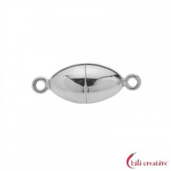 Magnetschließe oval 8 mm 925er Silber rhodiniert gedeckelt VE 1 Stück