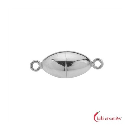 Magnetschließe oval 8 mm 925er Silber rhodiniert gedeckelt VE 1 Stück