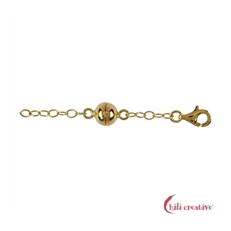 Magnetschließe mit Karabiner und Kettchen 925er Silber vergoldet VE 1 Stück