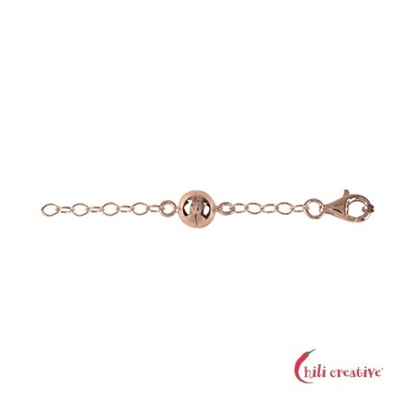 Magnetschließe mit Karabiner und Kettchen 925er Silber rosévergoldet VE 1 Stück