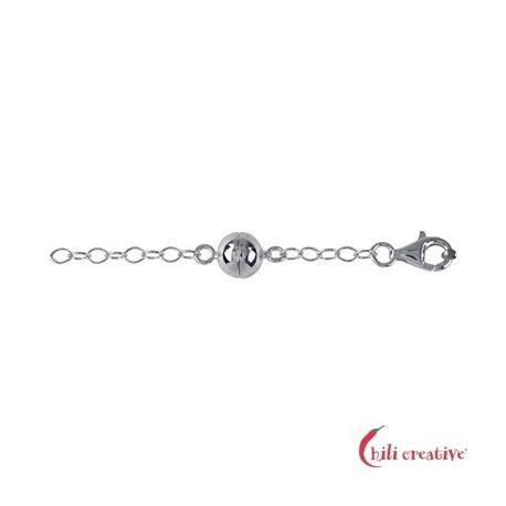 Magnetschließe mit Karabiner und Kettchen 925er Silber rhodiniert VE 1 Stück