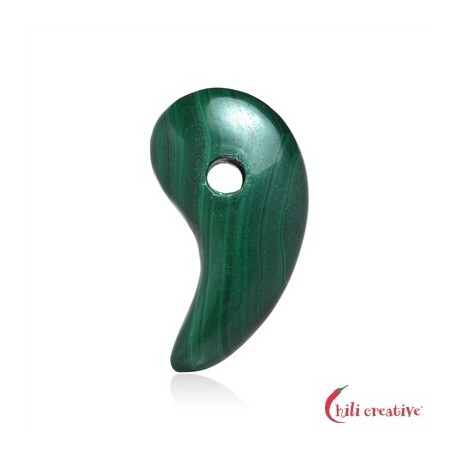 Magatama gebohrt Malachit stabilisiert 3,2 cm