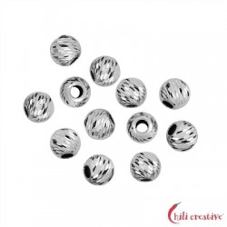 Kugel 4,0 mm Silber rhodiniert Lasercut VE 40 Stück