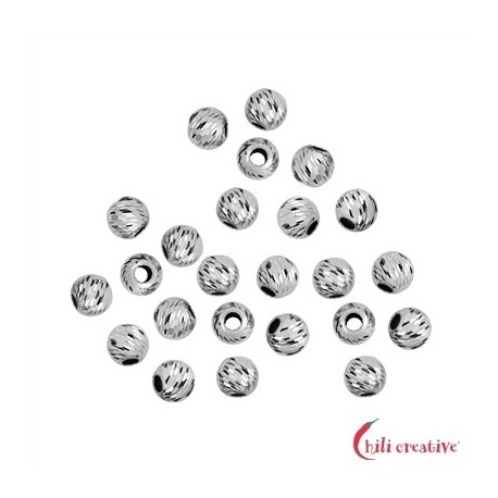 Kugel 2,5 mm Silber rhodiniert Lasercut VE 100 Stück