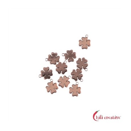 Kleeblatt mit Öse 06 mm Silber rosevergoldet VE 10 Stück