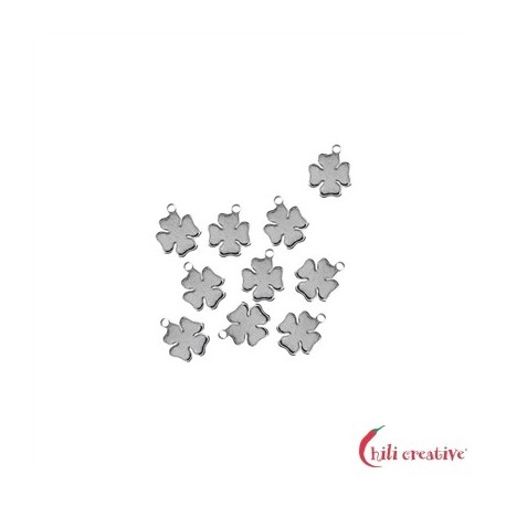 Kleeblatt mit Öse 06 mm Silber rhodiniert VE 10 Stück