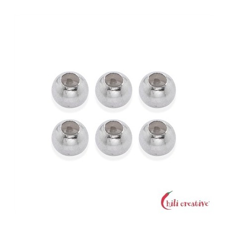 Justierkugel 4,0 mm (1,8 mm Loch) Silber rhodiniert VE 3 Stück